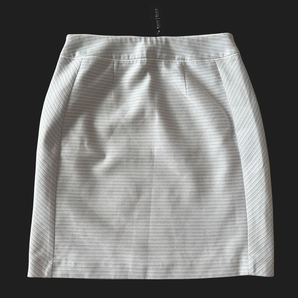 WHBM Mini Tweed Skirt Feather White Metallic Size 4 NWT New‎ Shimmer Bridal Chic